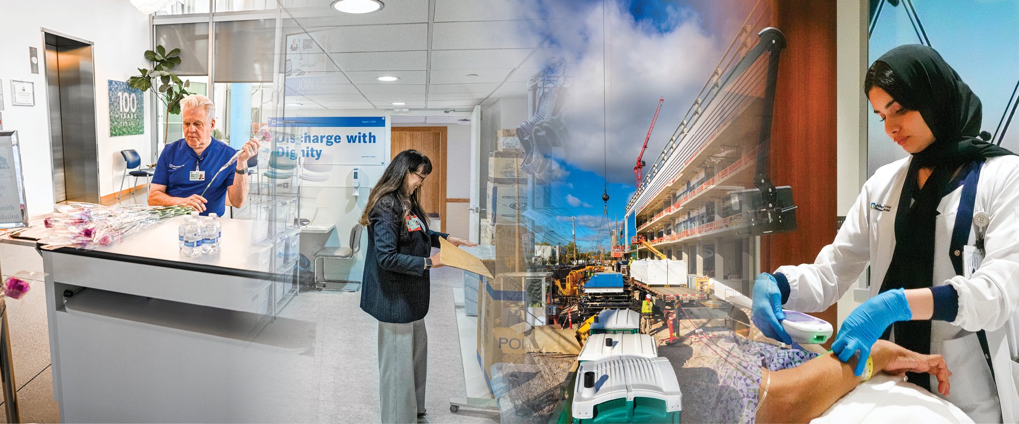 Four moments from across Cleveland Clinic blended together as one